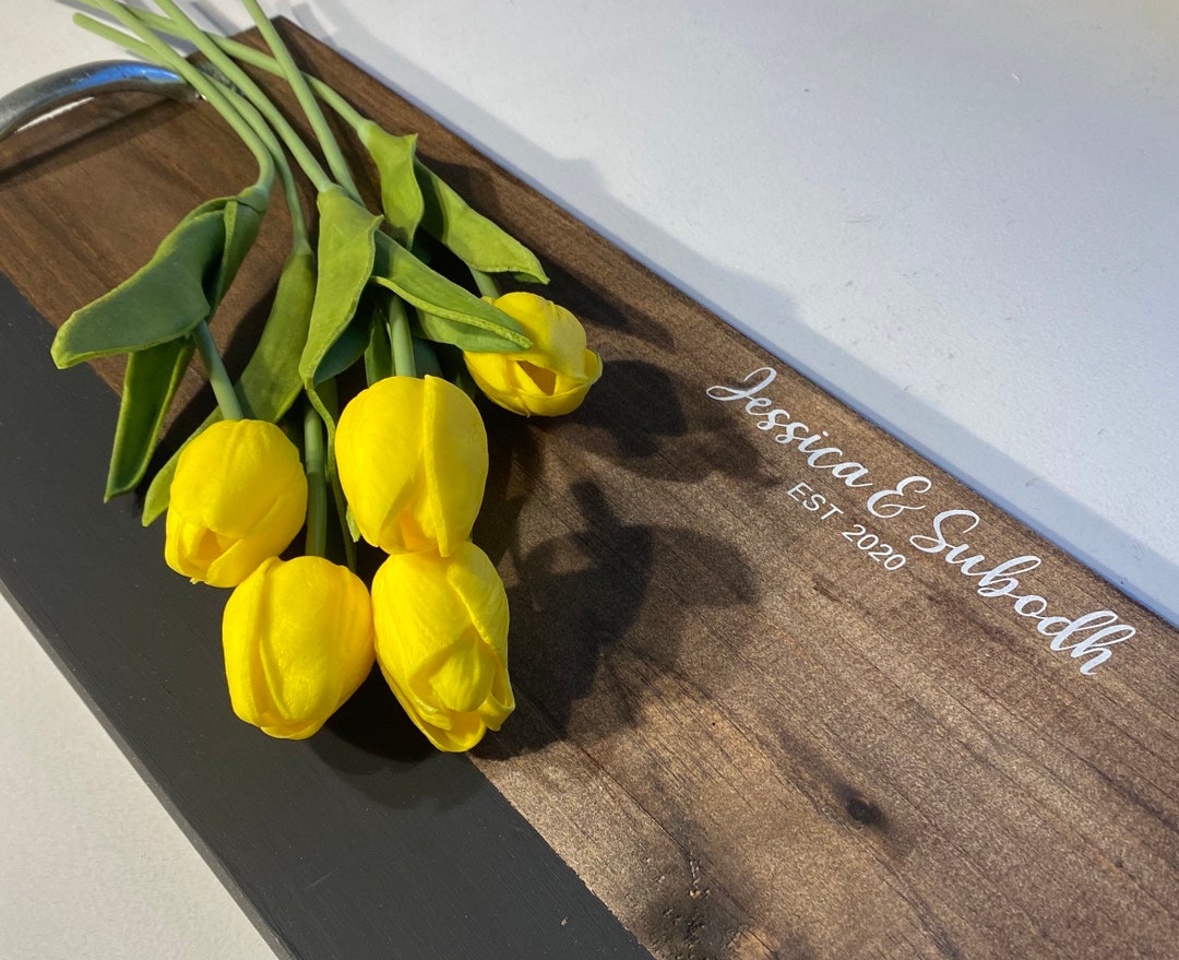 CUSTOM Wooden Serving Tray Chalkboard Charcuterie Board Etsy