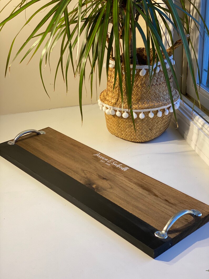 CUSTOM Wooden Serving Tray Chalkboard Charcuterie Board Etsy