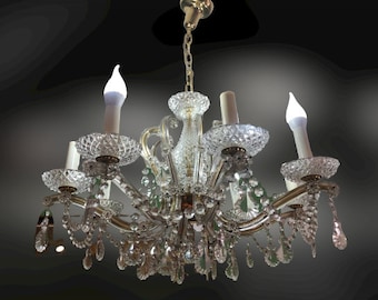 Vintage Kristallklar Messing Lampe Kronleuchter Glas Prismen 35 " Lang Kordel 