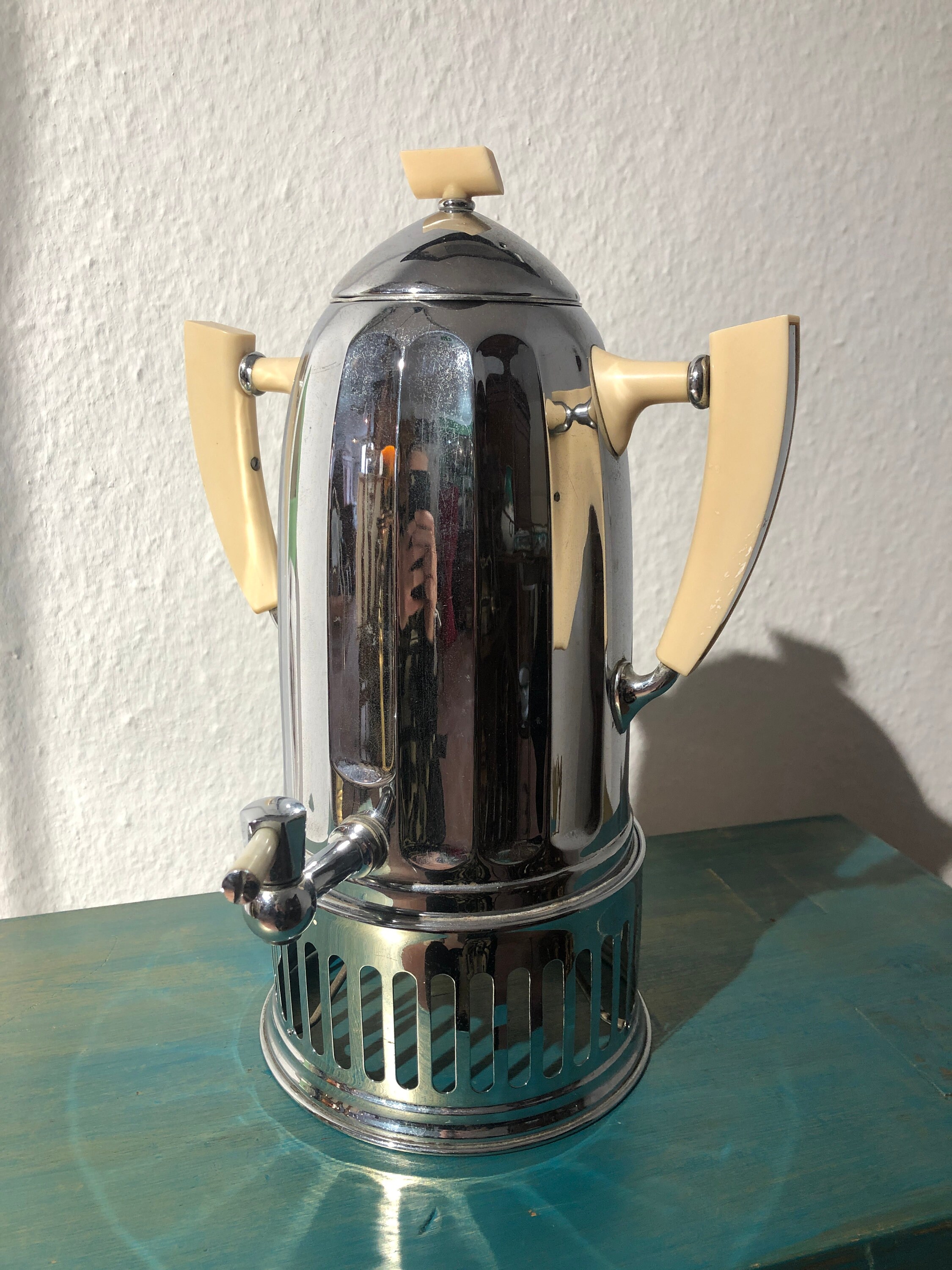 Art Deco Teapot Kettle Water Heater Coffee Pot Silver Etsy
