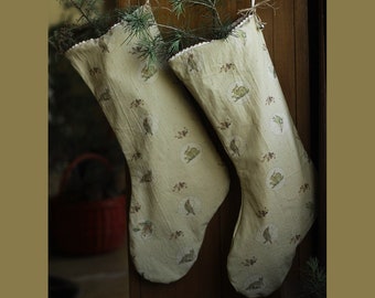 Cottagecore Christmas Stockings ~ Nature Notes ~ Country Diary Inspired ~ Fairycore ~ Robin ~ Woodland ~ Mushrooms ~ Squirrel