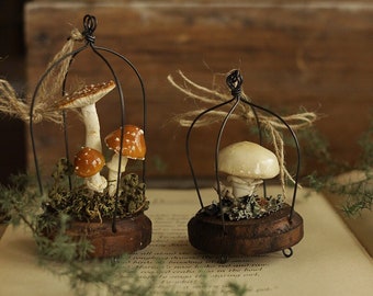 Christmas Ornaments Set Box ~ Mushroom Terrarium ~ Woodland Inspired ~ Cottagecore ~ Fairycore ~ Natural History ~ Goblincore ~ Fungi