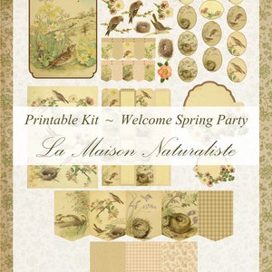 Willkommens-Frühlingsparty Printable kit Feiern Natur inspiriert Fairycore Cottagecore Scrapbooking Geburtstag Bild 1