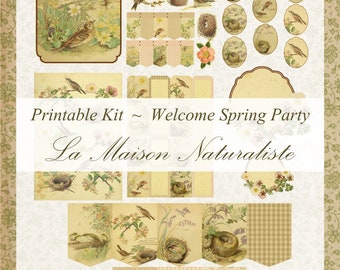Welcome Spring Party ~ Printable kit ~ Celebrating ~ Nature inspired ~ Fairycore ~ Cottagecore ~ Scrapbooking ~ Birthday