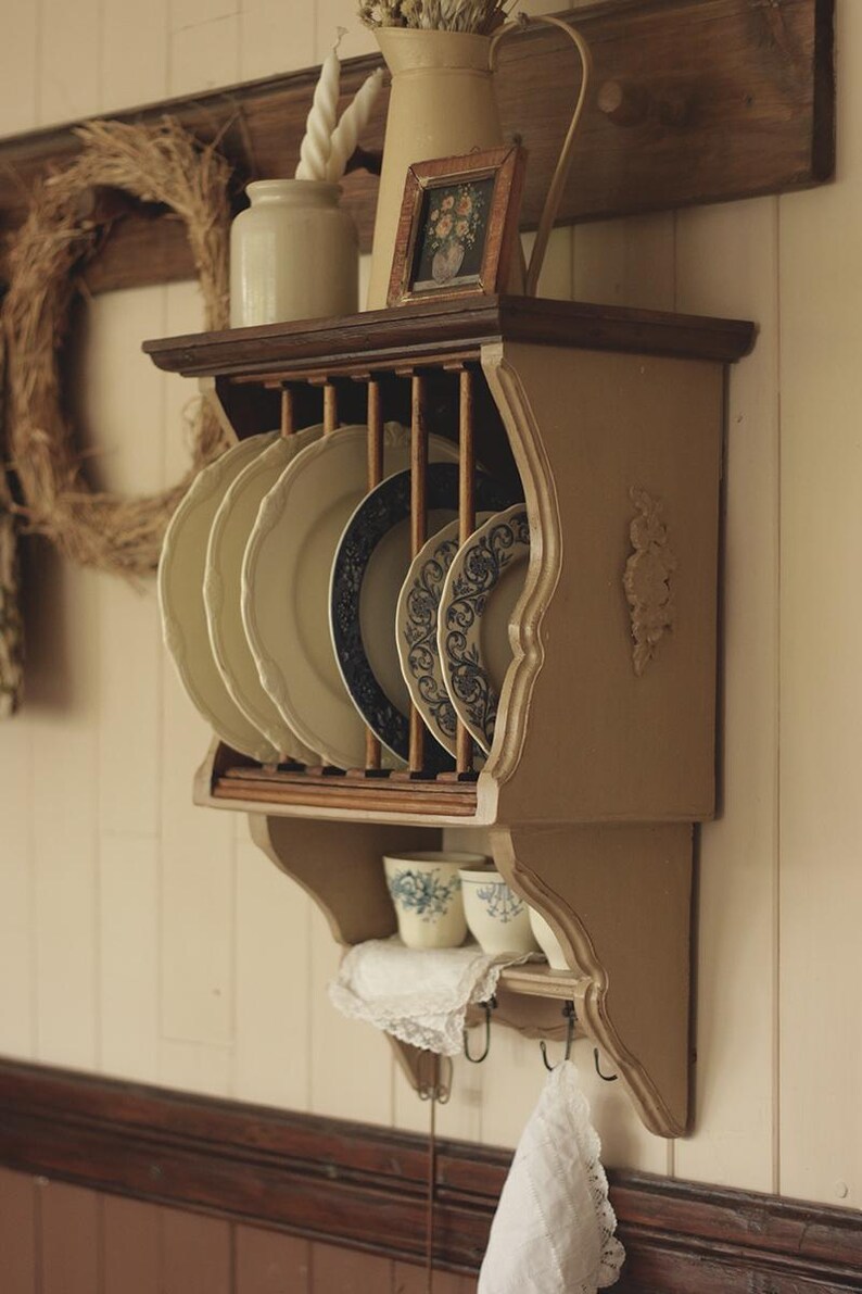 Repurposed Plate Rack Handmade Reclaimed Wood Plate Rack: Cottagecore Hanging Shelf ~ Shaker ...