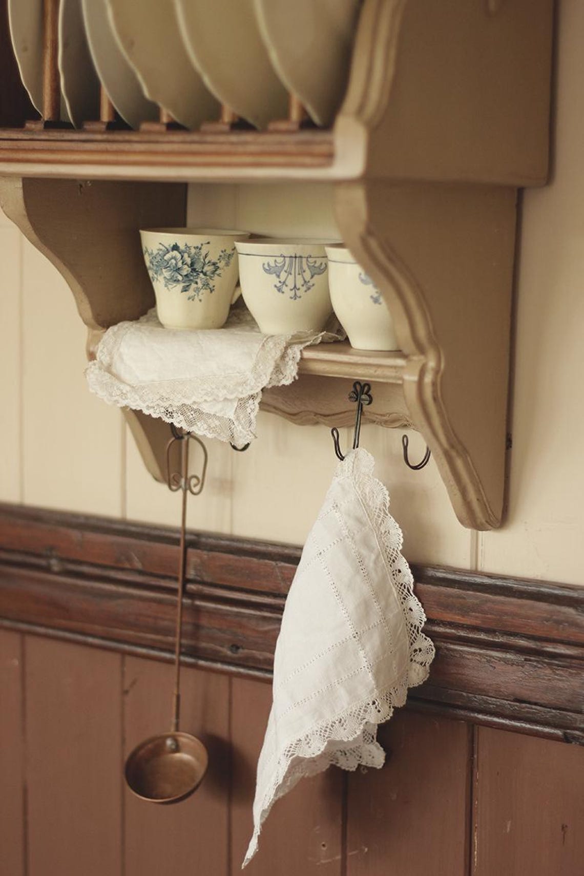 Handmade Reclaimed Wood Plate Rack: Cottagecore Hanging Shelf ~ Shaker ...