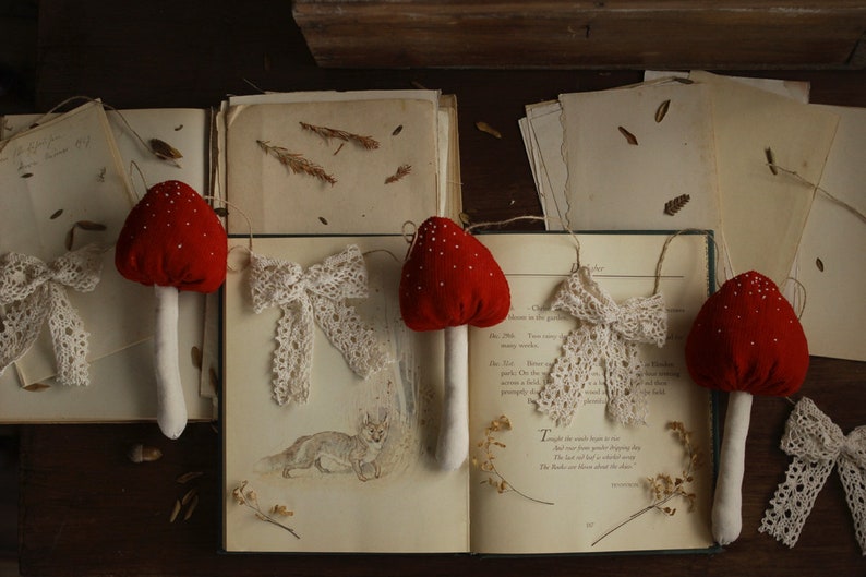 Fabric Mushrooms Garland Woodland Inspired Cottagecore Fairycore image 4