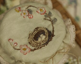 Original Embroidered Jam Jar Covers ~ Stonechat ~ Bumble-bee ~ Sweet Nest ~ Little Deer motif ~ Cottagecore ~ Fairycore ~ Jar Bonnets