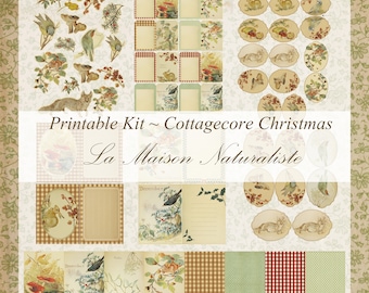 Cottagecore Christmas ~ Printable kit ~ The Nature Notes inspired ~ Fairycore ~  Ornaments~ Scrapbooking ~ Winter ~ Autumn ~ Cozy
