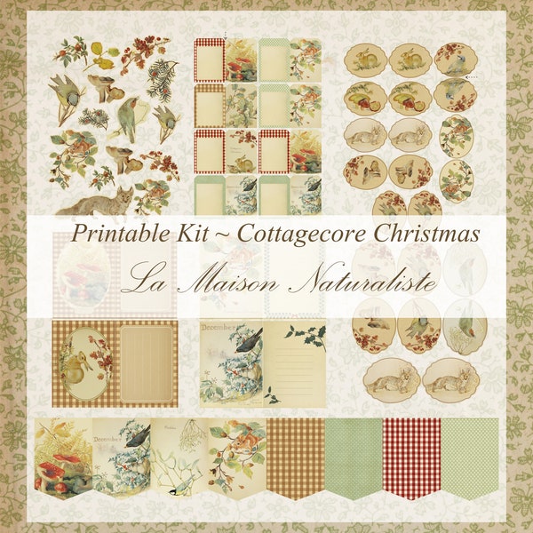 Cottagecore Christmas ~ Printable kit ~ The Nature Notes inspired ~ Fairycore ~  Ornaments~ Scrapbooking ~ Winter ~ Autumn ~ Cozy