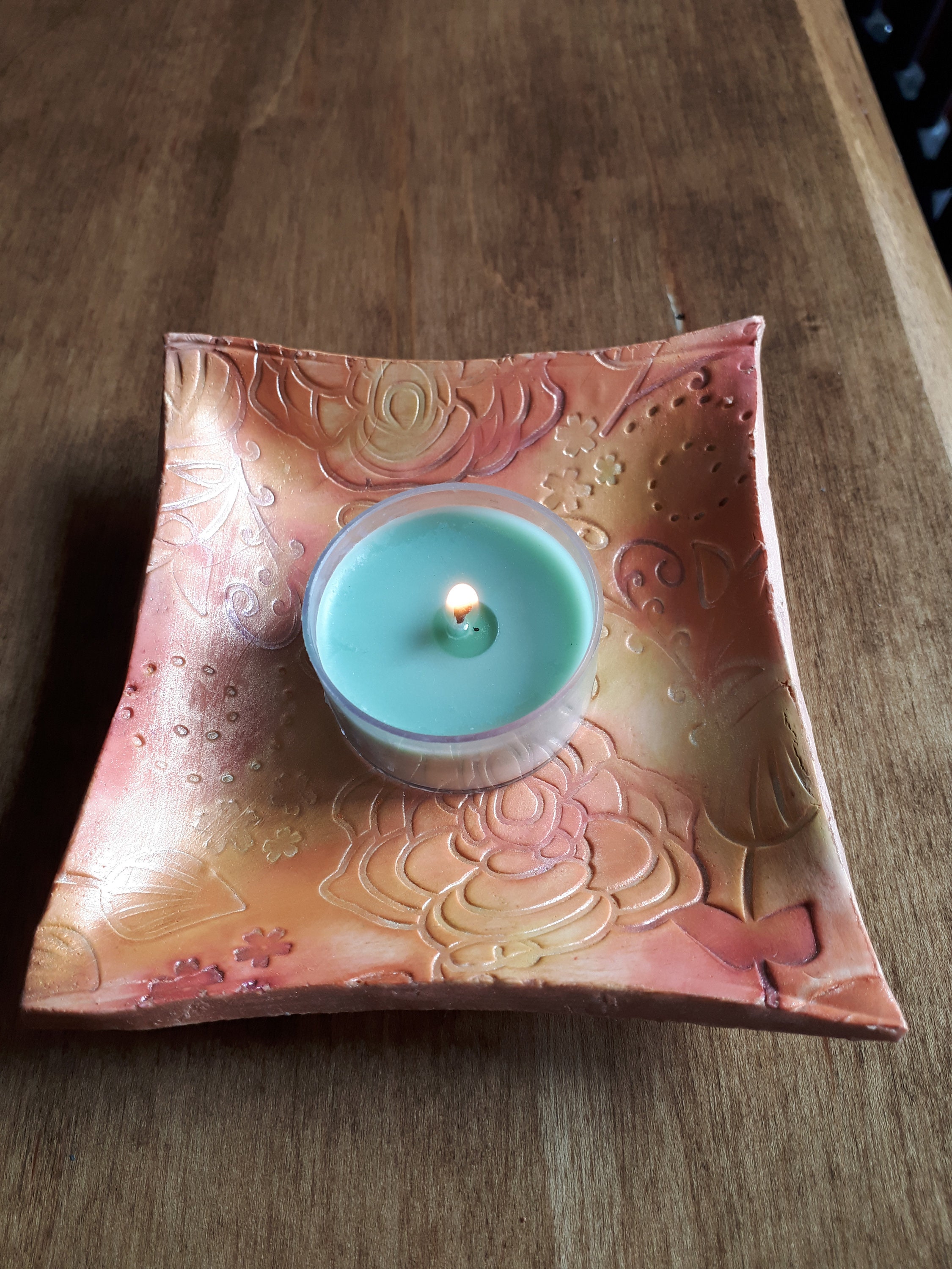 Tealight Holder Ring Dish Candle Holder Polymer Clay Handmade