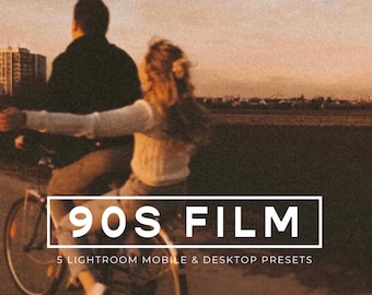 Film Presets Lightroom, 5 Mobile & Desktop Presets, Retro Vintage Presets, Film Blogger Presets, 90s Vintage Presets, Moody Instagram Preset