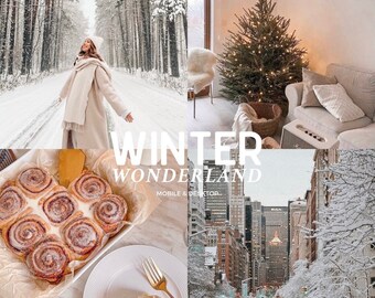 Winter Lightroom presets, 4 mobiele desktop presets, kerst presets, heldere schone presets, warme presets, Instagram preset, indoor presets