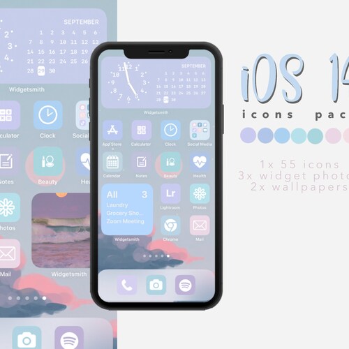 4000 Pastel Blue IOS 14 / 15 App Icons Pack Blue & White Etsy