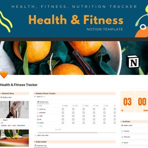 Notion Template, Notion Fitness Planner, Weight Loss Planner Gym Journal, Fitness Tracker Workout, Notion Dashboard, Wellness Health Notion
