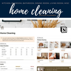 Notion Template, Ultimate Notion Cleaning Planner Dashboard, Personal Digital Planner, Aesthetic Notion life planner, Cleaning template