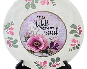 Hand-Painted 14” Lazy Susan | “It Is Well With My Soul” Design | Inspirational Home Decor | One of a Kind