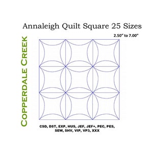 Annaleigh Quilt Square Embroidery Design, Quilting Embroidery Design, Quilting Design, Machine Quilting Design, Machine Embroidery Q