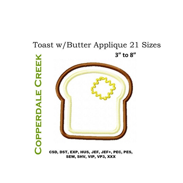 Toast with Butter Applique Embroidery Design, Toast Applique, Toast Embroidery Design, Bread with Butter Embroidery, Bread Applique Design