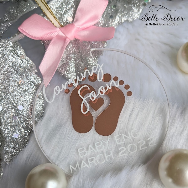 Pregnancy Announcement Christmas Ornament, Coming Soon Ornament | Pregnancy Announcement Ornament | Christmas Ornament for Baby