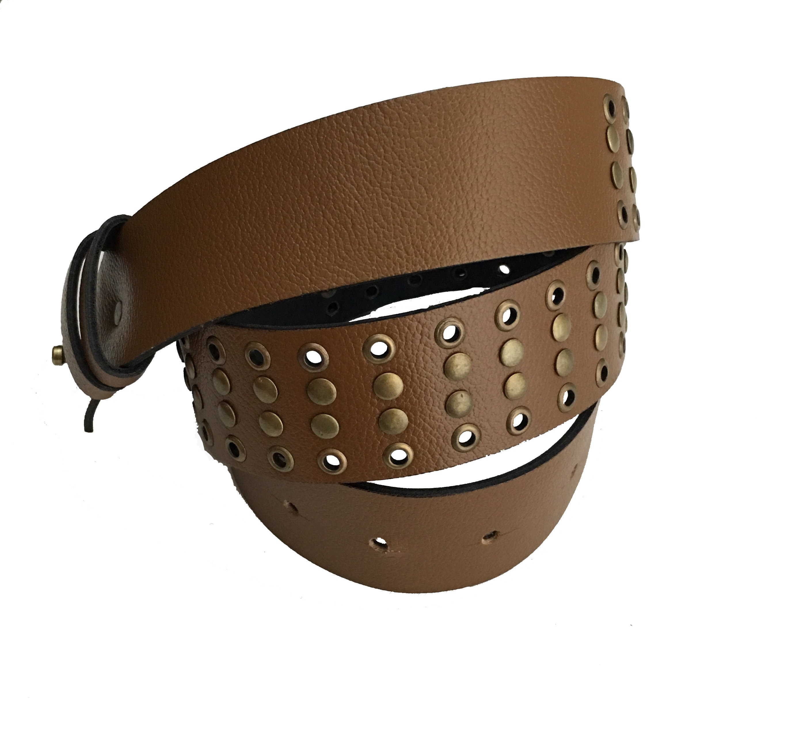 Pieces Womens Boho Brown Leather Mixed Metal Stud Belt without Buckle Size 85 SWSMCLT Women main image 4