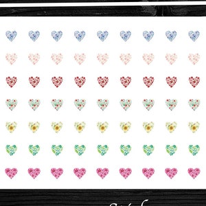Stickers ronds coeur de fleur de 0,50 po. | 77 stickers par feuille | Très petits pour économiser de l'espace sur votre carte postale | Envoyez des cartes postales Happy Mail