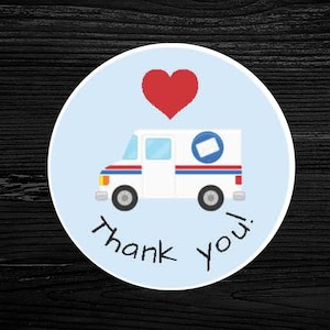 Cirkelstickers voor postvrachtwagen, bedankt | 63 stickers per vel | 1,0" cirkels | Ideaal voor het decoreren van je enveloppen, ansichtkaarten en papier!