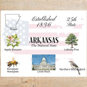 postales de l'Arkansas et de points de repère | 1 carte postale ou carte pour correspondance | Papier cartonné épais | Pour envoyer un message à un ami
