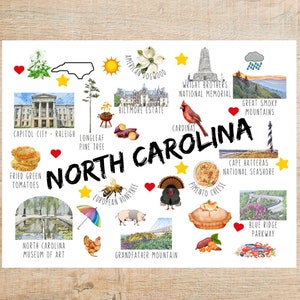 North Carolina Themen und Sehenswürdigkeiten Postkarte | 1 Postkarte oder Grußkarte | Dicker Karton | Ideal für Postkartenbörsen wie Postcrossing