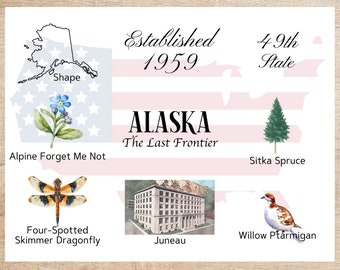 Alaska Themes and Landmarks Postcard | 1 Postcard or notecard | Thick Cardstock | For sending a note to a friend