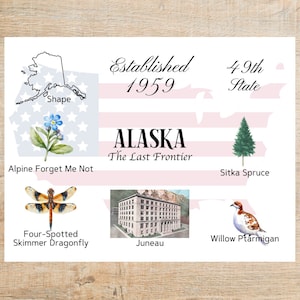 Alaska Themes and Landmarks Postcard | 1 Postcard or notecard | Thick Cardstock | For sending a note to a friend