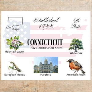 postales et monuments du Connecticut | 1 carte postale ou carte pour correspondance | Papier cartonné épais | Pour envoyer un message à un ami