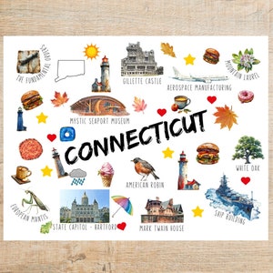 postales et monuments du Connecticut | 1 carte postale ou carte pour correspondance | Papier cartonné épais | Pour envoyer un message à un ami