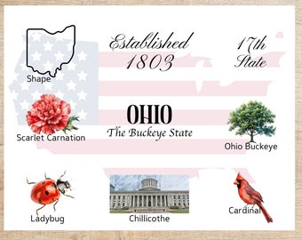 Ohio Themes and Landmarks Postcard | 1 Postcard | Thick Cardstock | For sending a postcard to a friend