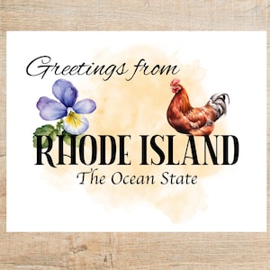Saluti da Rhode Island Cartolina / 1 cartolina o biglietto / Cartoncino spesso / Ideale per lo scambio di cartoline o per inviare posta felice!