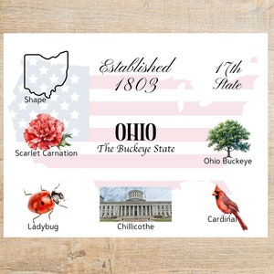 Ohio Themes and Landmarks Postcard | 1 Postcard | Thick Cardstock | For sending a postcard to a friend