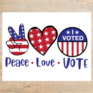 Peace Love Vote - Voting Postkarte | 1 Postkarte | Vollfarbe | Wählerpostkarte farbig bedruckt