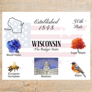 Wisconsin Themes and Landmarks Postcard | 1 Postcard | Thick Cardstock | For sending a postcard to a friend