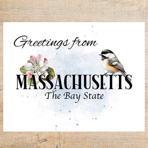 Saluti dal Massachusetts Cartolina / 1 cartolina / Cartoncino spesso / Ideale per scambi di cartoline come Postcrossing o posta felice!