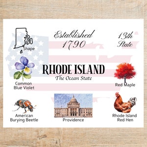 Rhode Island Temi e monumenti Cartolina / 1 cartolina o biglietto / Cartoncino spesso / Per inviare un biglietto a un amico
