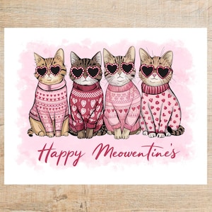 Gatti di San Valentino, Meowentines felici / 1 cartolina / Cartoncino spesso / Perfetti per scambi di cartoline come Postcrossing o Postcard United!