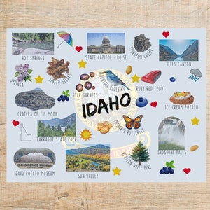 Cartolina con temi e monumenti dell'Idaho / 1 cartolina o biglietto / Cartoncino spesso / Per inviare un biglietto a un amico