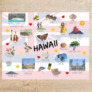 Hawaii Themes and Landmarks Postcard / 1 Postcard o biglietto / Cartoncino spesso / Per inviare un biglietto a un amico