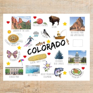 Cartolina con temi e monumenti del Colorado senza la bandiera dello Stato sullo sfondo / 1 cartolina / Carta spessa / Ottima per lo scambio di cartoline