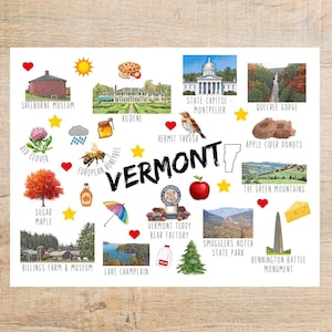 Vermont Themen und Wahrzeichen Postkarte | 1 Postkarte oder Grußkarte | Dicker Karton | Für das Senden einer Notiz an einen Freund