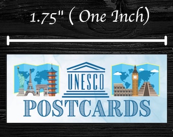 UNESCO-ansichtkaarten Medium ansichtkaartstickers | 48 stickers per vel | UNESCO-afbeeldingen voor het uitwisselen van ansichtkaarten en het verzenden van UNESCO-ansichtkaarten