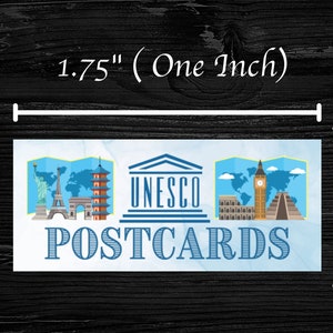 Cartes postales UNESCO moyennes cartes postales autocollantes | 48 stickers par feuille | Images UNESCO pour l'échange et l'envoi de cartes postales UNESCO