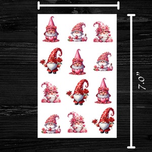 Adesivos Gnomies para o Dia dos Namorados | 12 adesivos por folha | Adesivos moldados | Ótimos para decorar envelopes, cartões postais e papelaria!