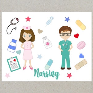 Nursing Collage Postcard Set | 4 Postcards | 130 Thick Cardstock | For sending a postcard to a friend, family member