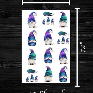 Galaxy Gnomes-stickervel – vel meet 3,25 x 4,50 inch – elke sticker is ongeveer 1,00 inch breed – perfect voor penvrienden!